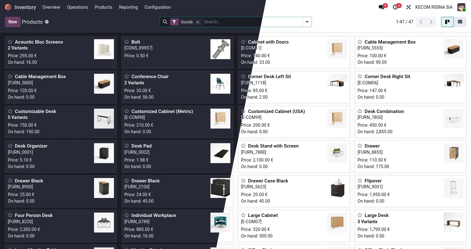 Odoo Aplikācijas Ekrānuzņēmums
